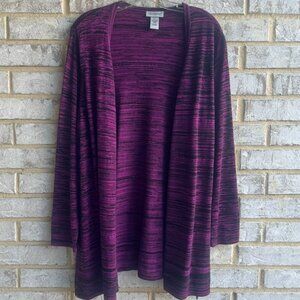 Catherine's Black/Purple Long Sleeve Open Front Cardigan Sweater Women's Size 0X
